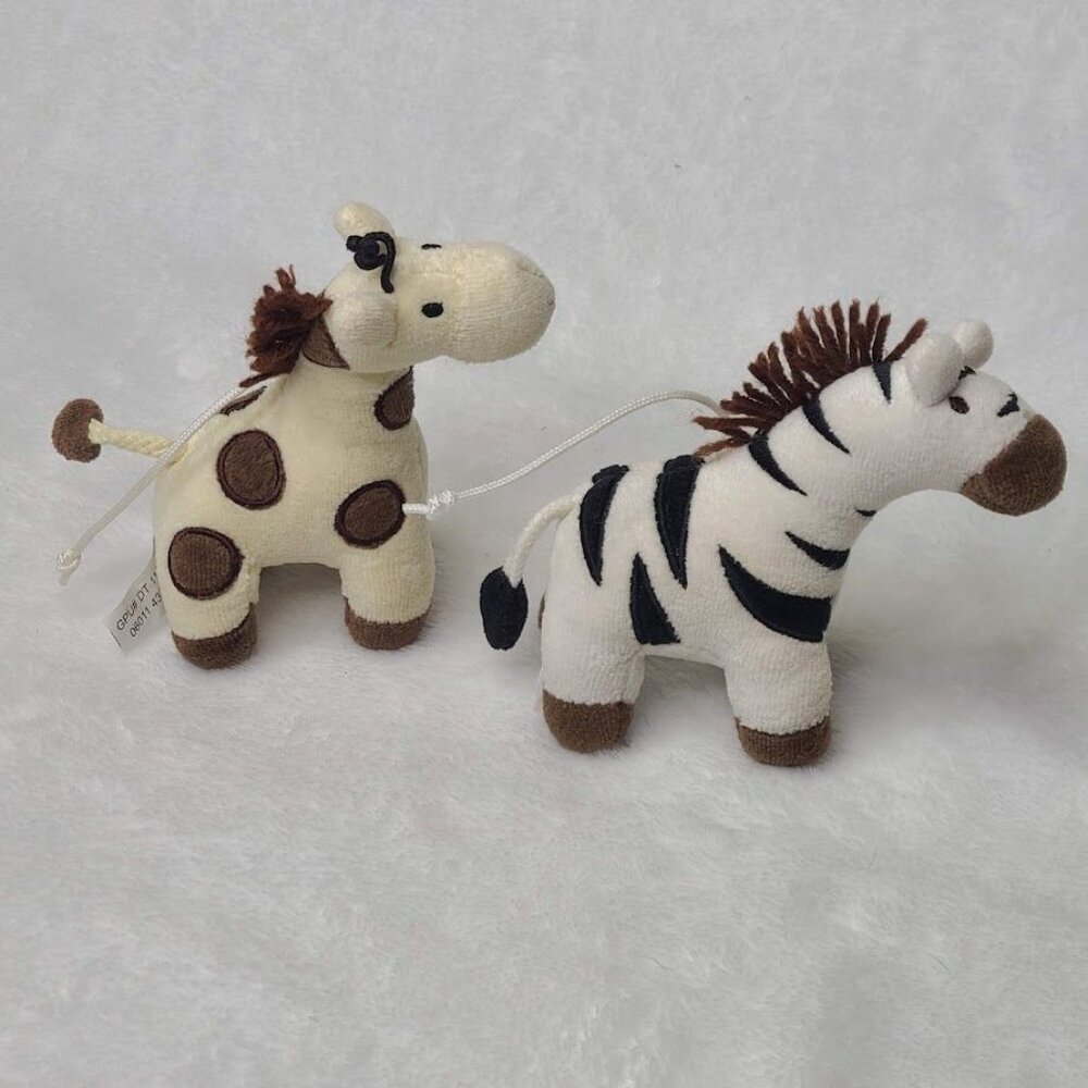 Lot of 2 Safari Mobile Mini Plush Zebra Giraffe Loose Replacement Ornaments - Picture 2 of 7